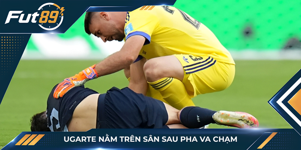 Ugarte nằm trên sân sau pha va chạm