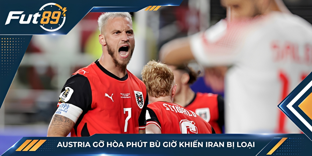 Austria gỡ hòa phút bù giờ khiến Iran bị loại