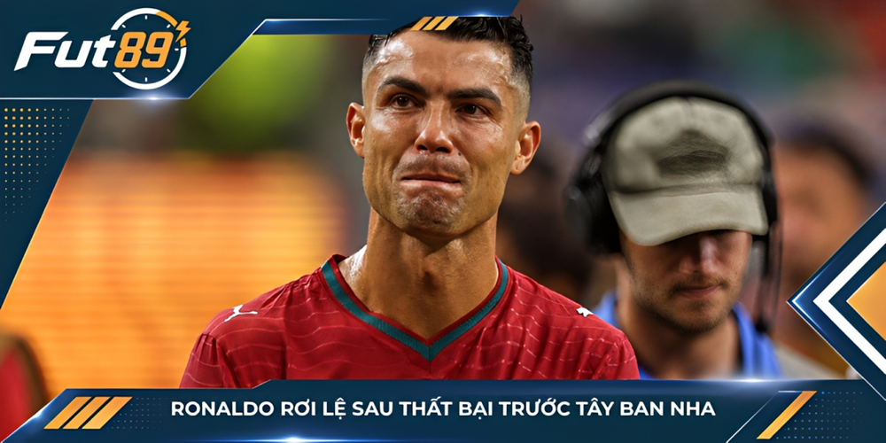 Ronaldo rơi lệ sau thất bại trước Tây Ban Nha