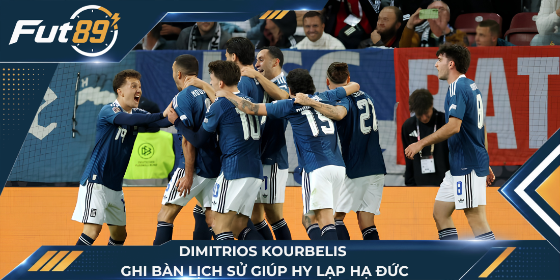 Dimitrios Kourbelis ghi bàn lịch sử giúp Hy Lạp hạ Đức