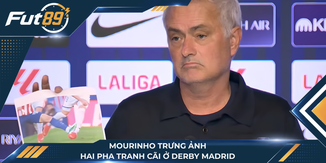 Mourinho trưng ảnh hai pha tranh cãi ở derby Madrid