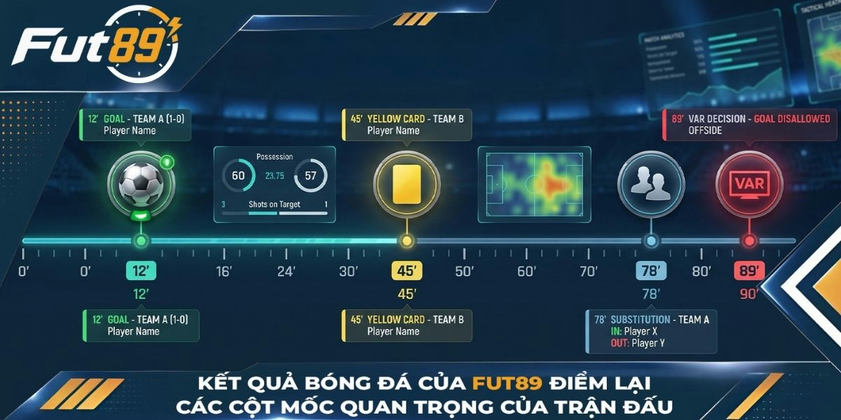 Kết quả bóng đá của Fut89 giúp người đọc điểm lại các cột mốc quan trọng của trận đấu