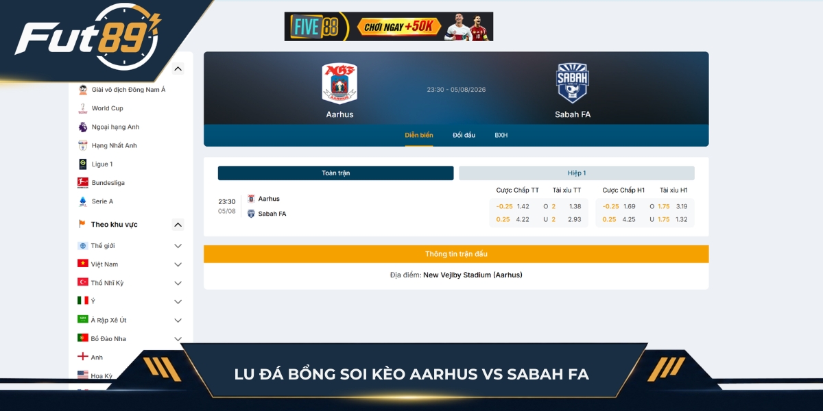 Lu Đá Bổng soi kèo Aarhus vs Sabah FA