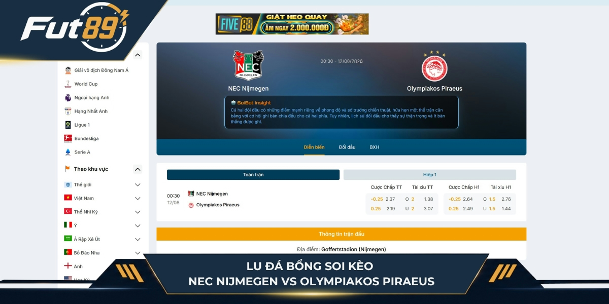 Lu Đá Bổng soi kèo NEC Nijmegen vs Olympiakos Piraeus