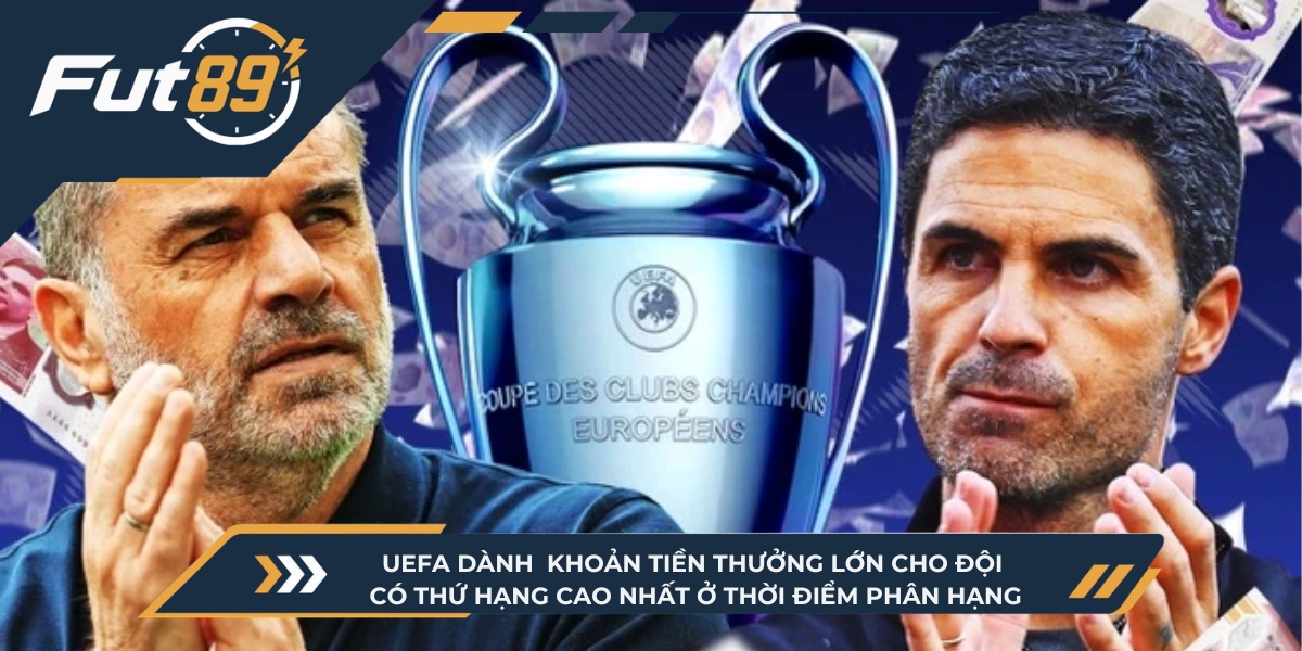 UEFA dành những khoản tiền thưởng khổng lồ cho đội có thứ hạng cao nhất ở thời điểm phân hạng