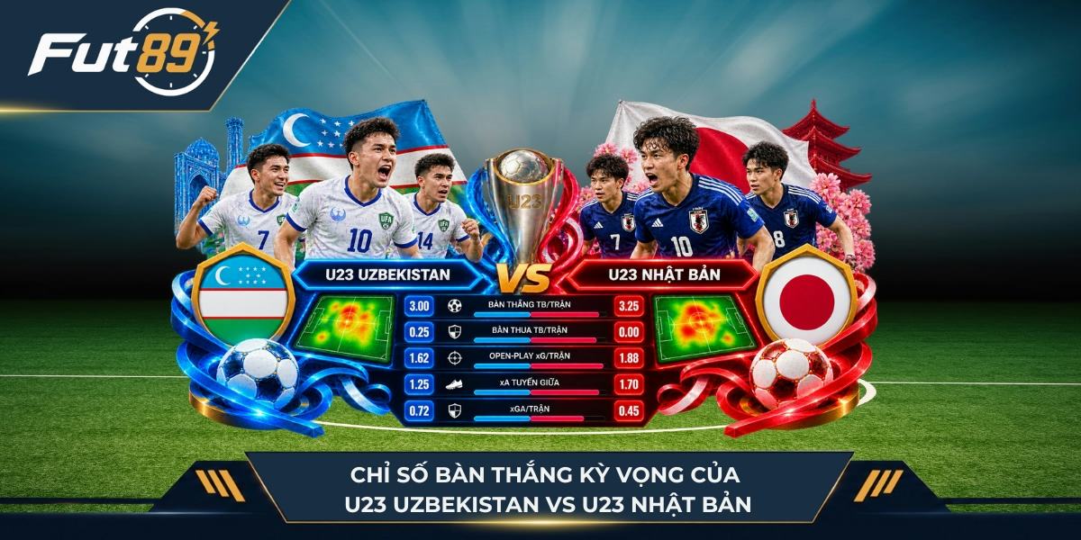 Chỉ số của U23 Uzbekistan vs U23 Nhật Bản
