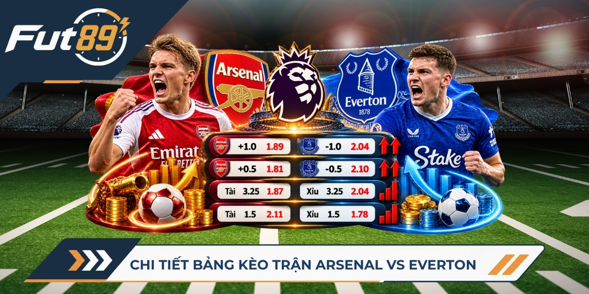 Chi tiết bảng kèo trận Arsenal vs Everton
