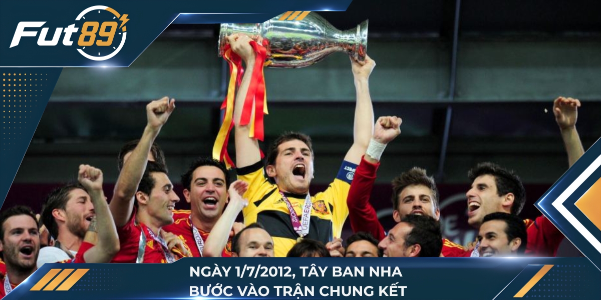 Ngày 1/7/2012, Tây Ban Nha bước vào trận chung kết với tư cách đương kim vô địch Euro và World Cup