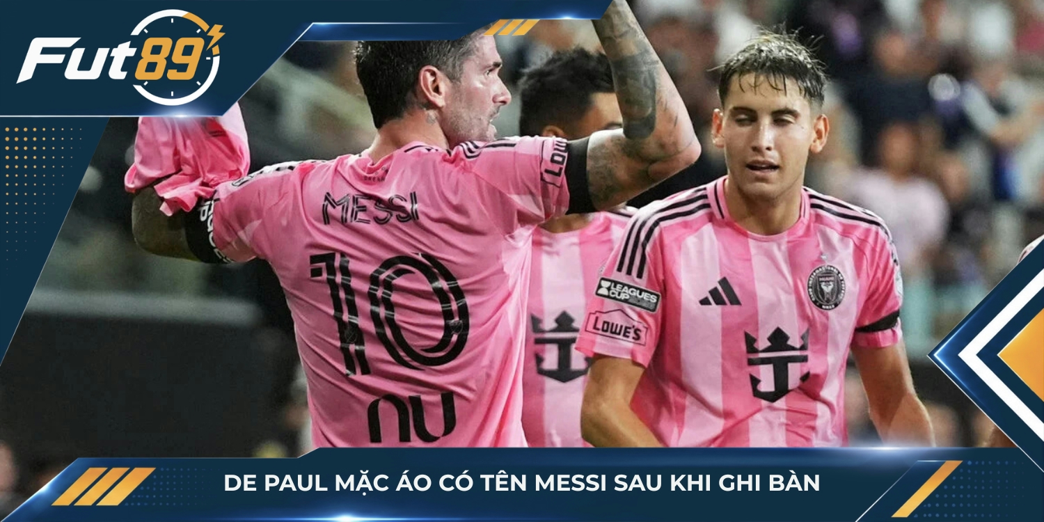 De Paul mặc áo có tên Messi sau khi ghi bàn