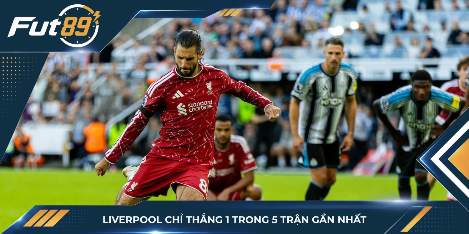 Liverpool chỉ thắng 1 trong 5 trận gần nhất