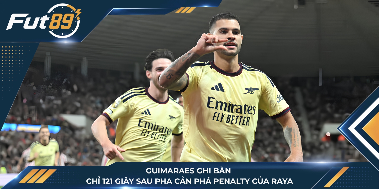 Guimaraes ghi bàn chỉ 121 giây sau pha cản phá penalty của Raya
