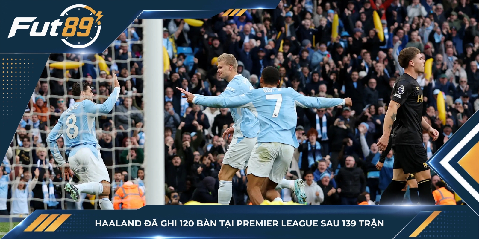 Haaland đã ghi 120 bàn tại Premier League sau 139 trận