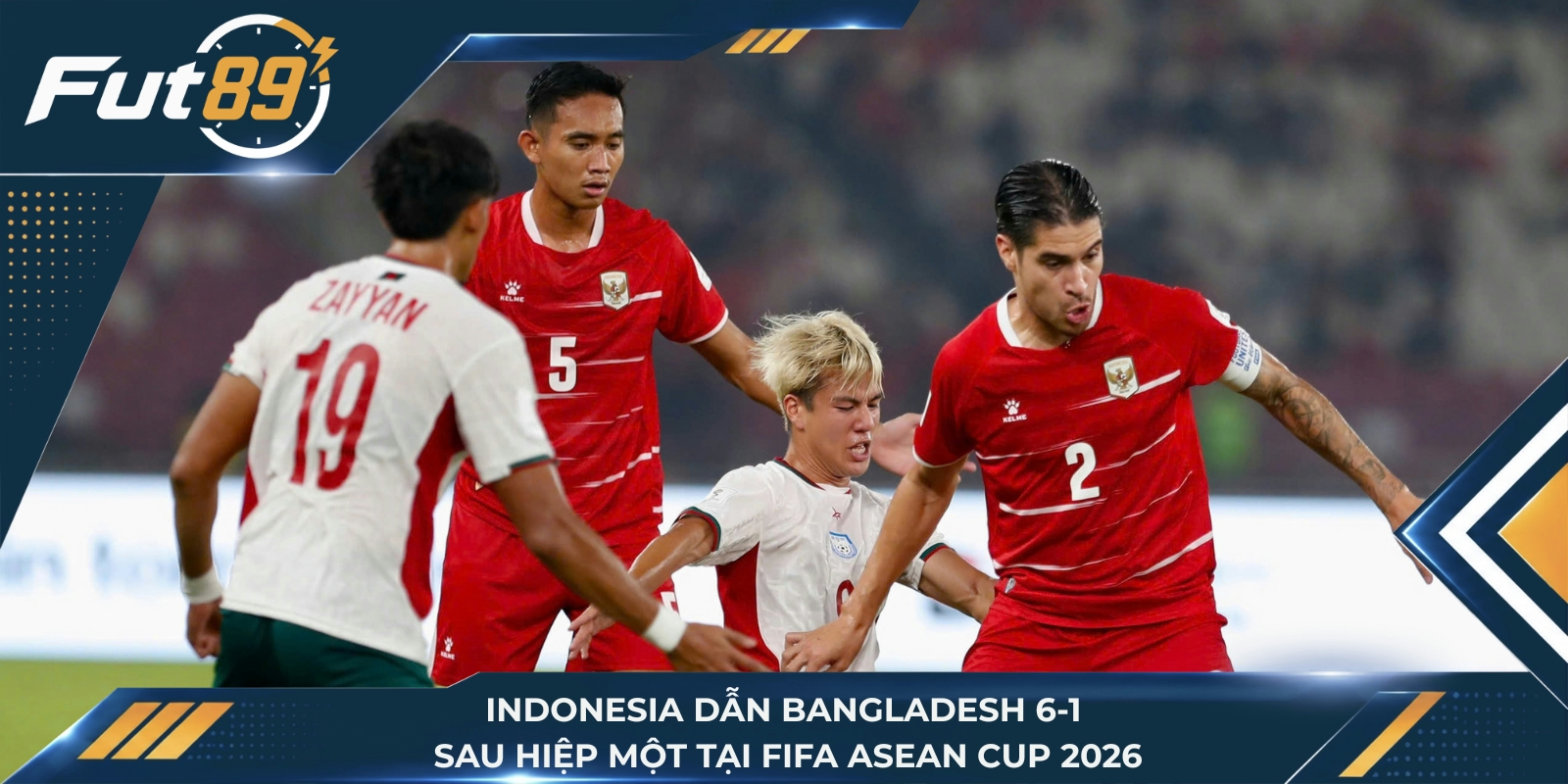 Indonesia dẫn Bangladesh 6-1 sau hiệp một tại FIFA ASEAN Cup 2026