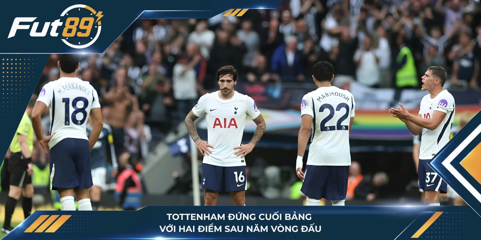 Tottenham đứng cuối bảng với hai điểm sau năm vòng đấu