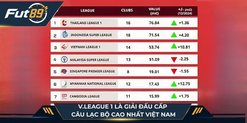 V.League 1 là giải đấu cấp câu lạc bộ cao nhất Việt Nam