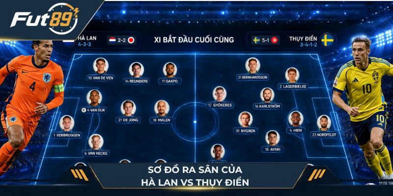 Sơ đồ ra sân của Hà Lan vs Thụy Điển