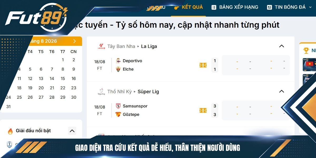 Giao diện tra cứu kết quả dễ hiểu, thân thiện người dùng