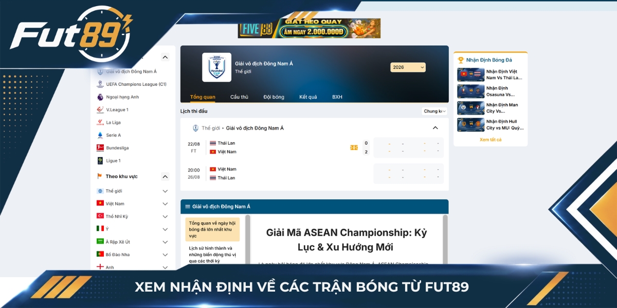 Xem nhận định về các trận bóng từ Fut89